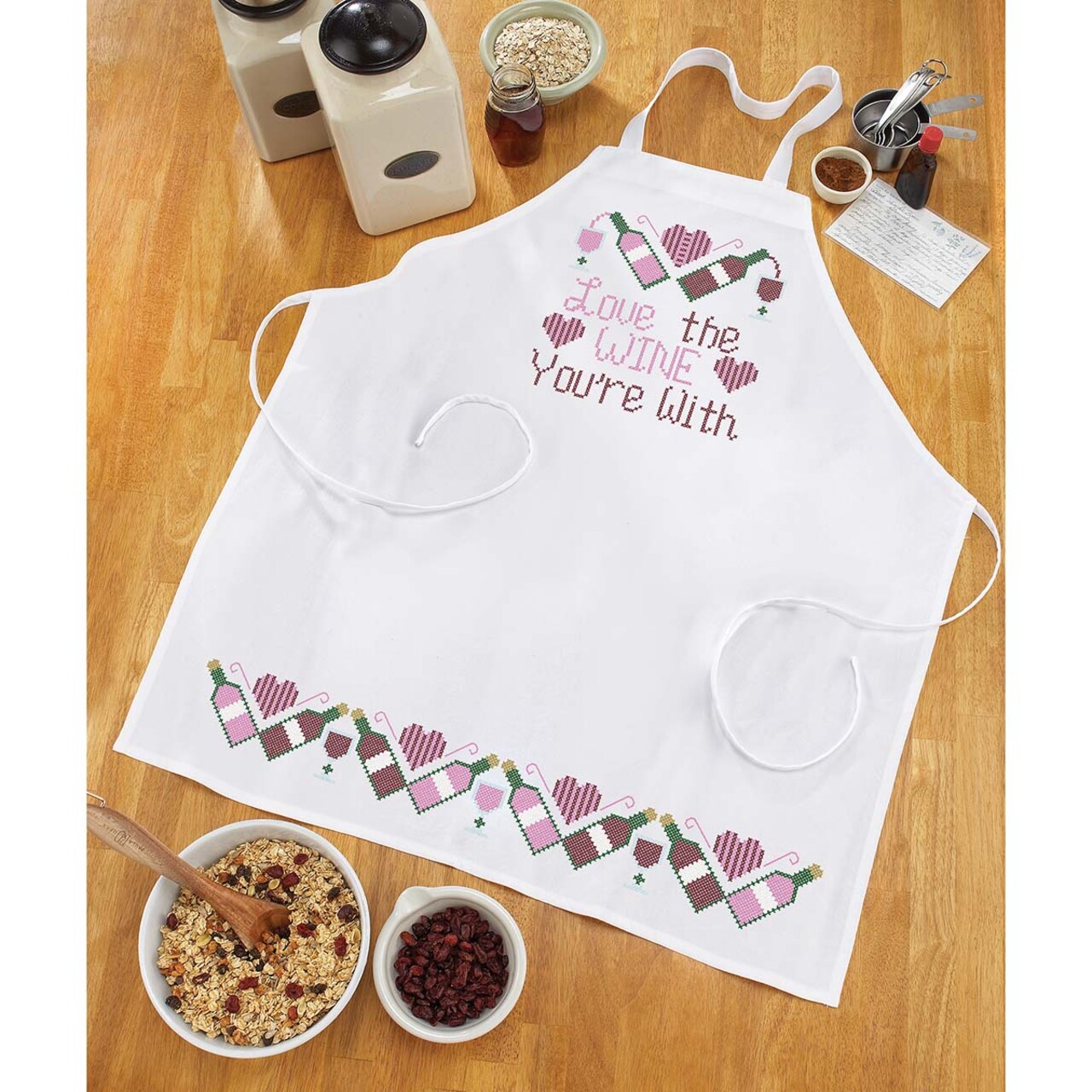 Herrschners Love the Wine You're With Apron Stamped Cross-Stitch
